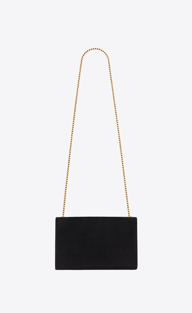 SAINT LAURENT MONOGRAM KATE Woman Medium Kate chain bag in black suede with bronze studs b_V4